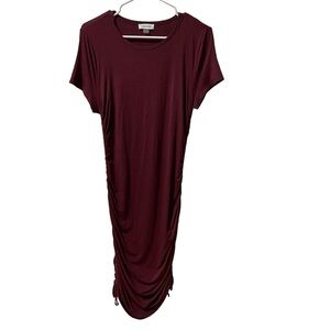 Calvin Klein Casual Burgundy Dress Rayon & Spandex w/Side Ties Size 8